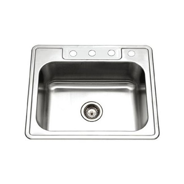 Houzer Houzer 2522-8BS4-1 8 in. Deep Glowtone Series Topmount Stainless Steel 4 Holes Single Bowl Kitchen Sink 2522-8BS4-1 - main